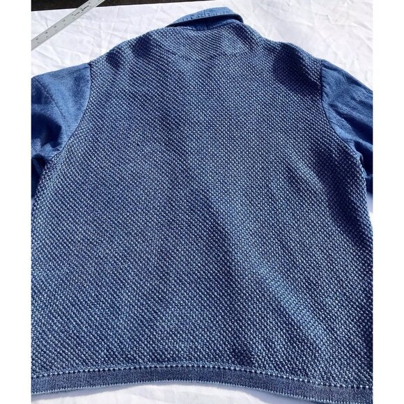 Vtg Danish Blue Willi’s Zip Natural Cotton Knit Sweater Denim Jacket Women’s XL - Picture 9 of 16